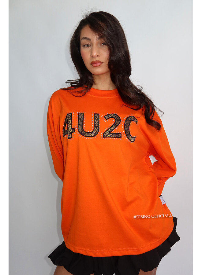 ORANGE - '4U2C LONGSLEEVE' - OVERSIZED PRIORITY LONGSLEEVE TEE