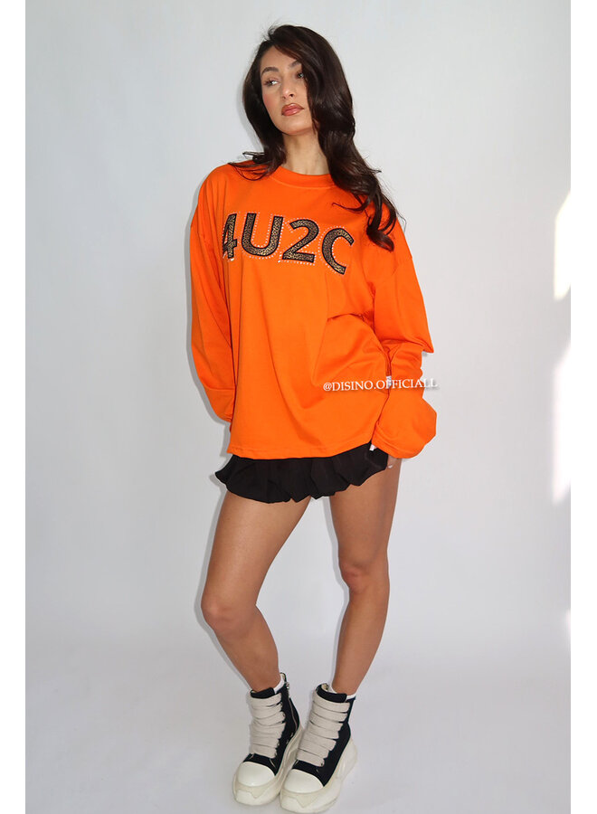 ORANGE - '4U2C LONGSLEEVE' - OVERSIZED PRIORITY LONGSLEEVE TEE