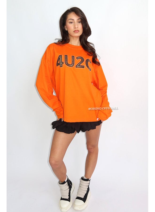 ORANGE - '4U2C LONGSLEEVE' - OVERSIZED PRIORITY LONGSLEEVE TEE