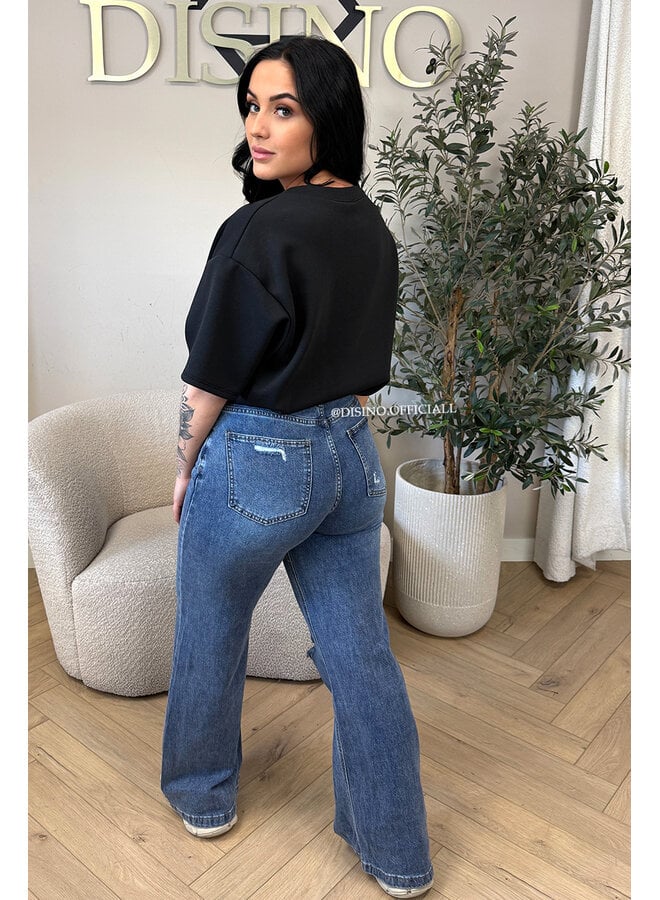 BLACK - 'MILA TOP' - OVERSIZED CROPPED TOP