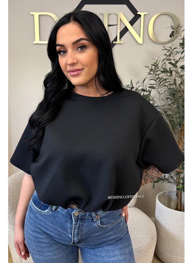 BLACK - 'MILA TOP' - OVERSIZED CROPPED TOP