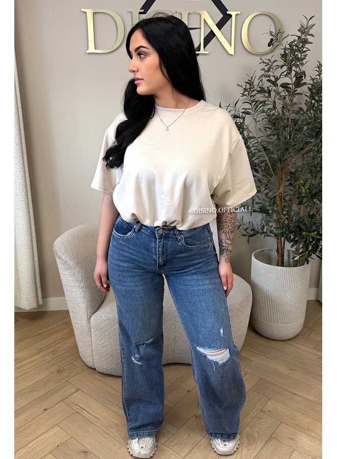 BEIGE - 'MILA TOP' - OVERSIZED CROPPED TOP