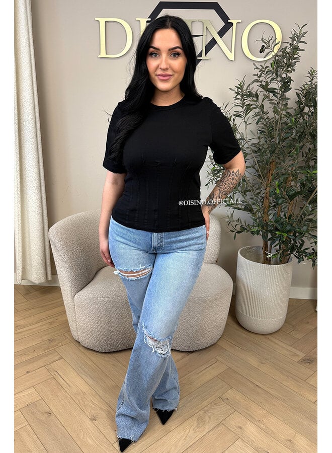BLACK - 'NORÉ TOP' - SNATCHED TEE TOP