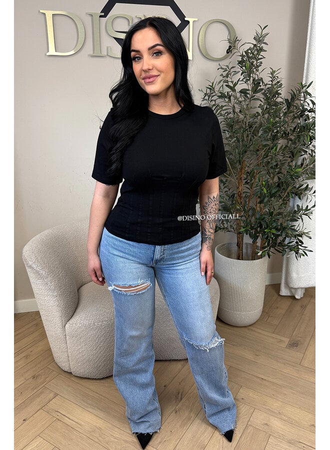 BLACK - 'NORÉ TOP' - SNATCHED TEE TOP