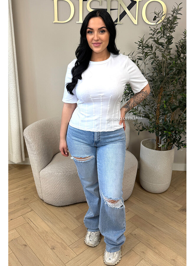 WHITE - 'NORÉ TOP' - SNATCHED TEE TOP