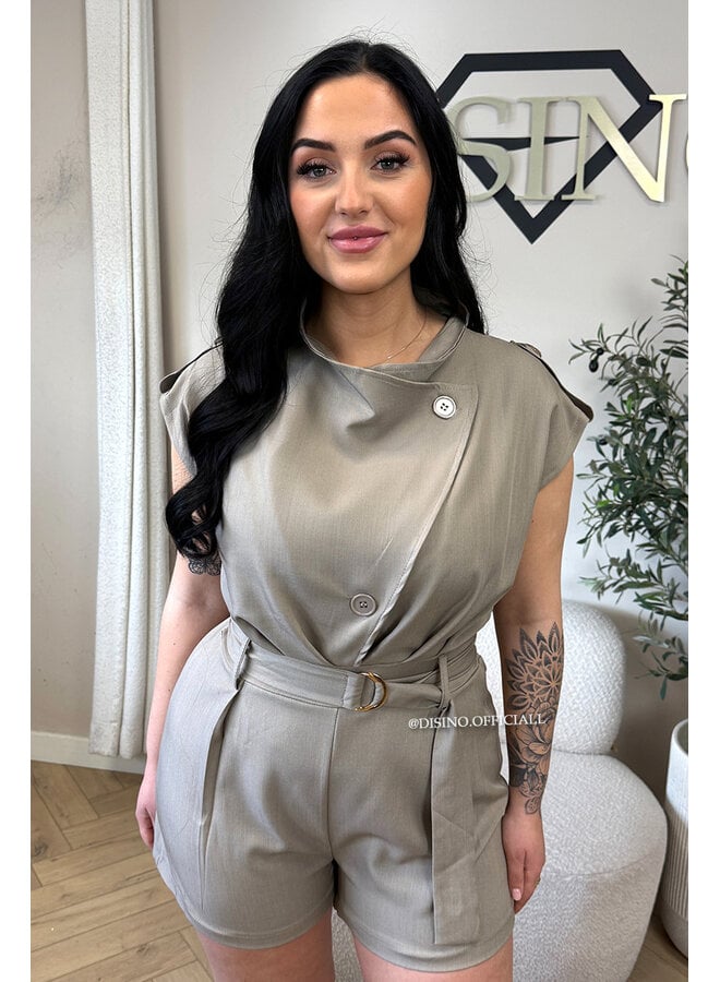 TAUPE - 'DAHLIA PLAYSUIT' - INSPIRED PLAYSUIT