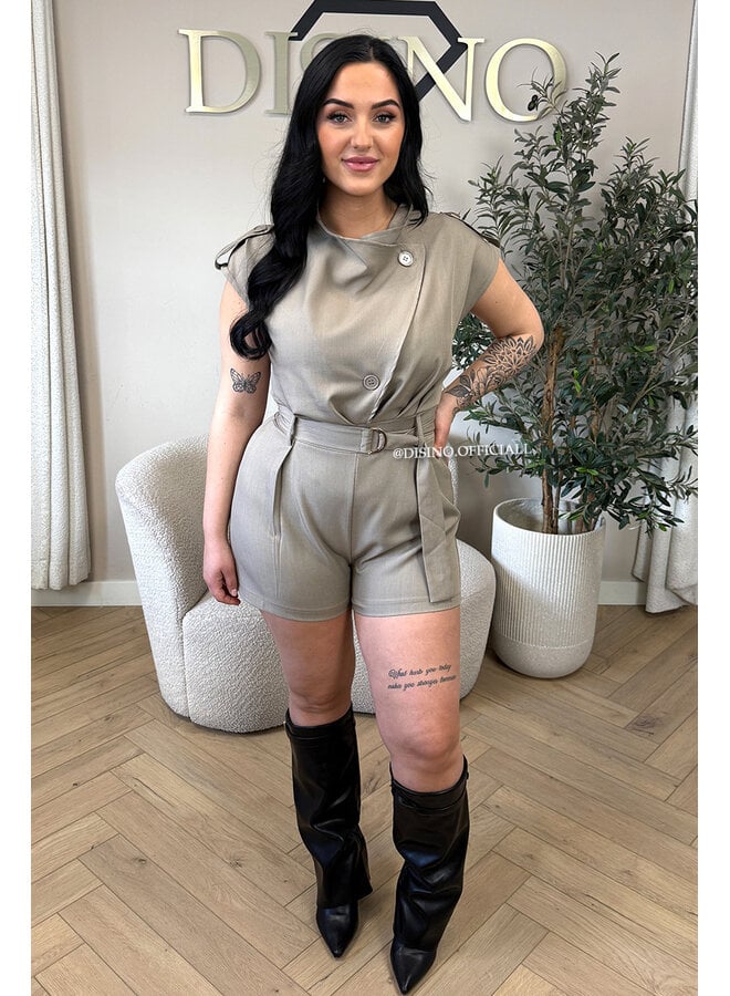 TAUPE - 'DAHLIA PLAYSUIT' - INSPIRED PLAYSUIT