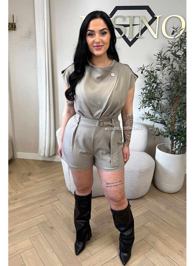 TAUPE - 'DAHLIA PLAYSUIT' - INSPIRED PLAYSUIT