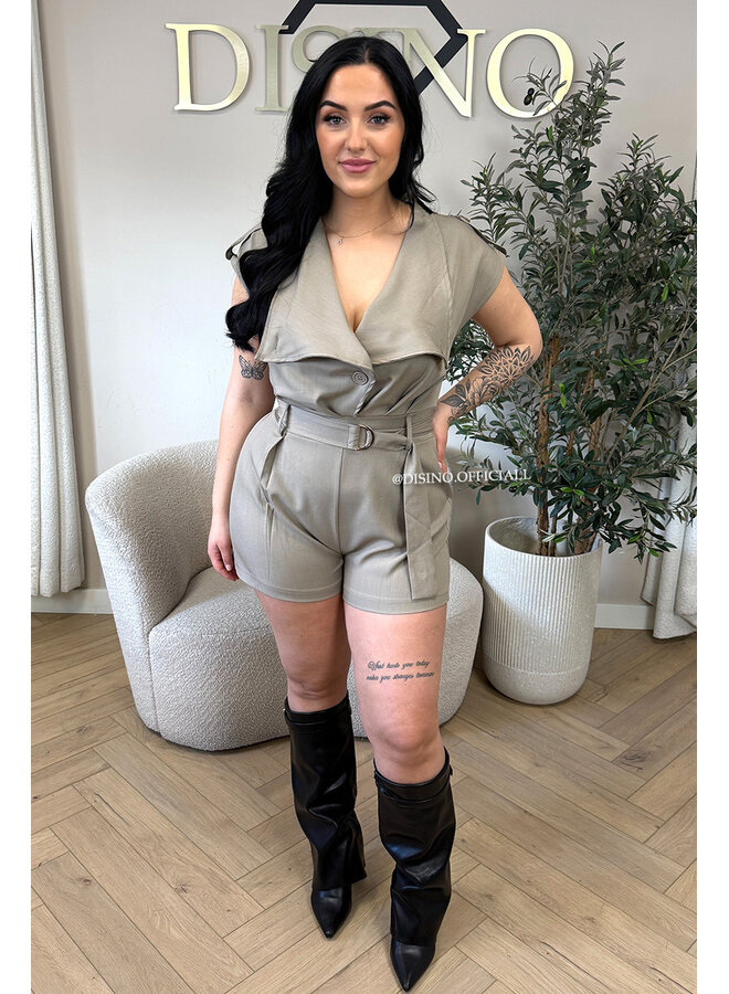 TAUPE - 'DAHLIA PLAYSUIT' - INSPIRED PLAYSUIT