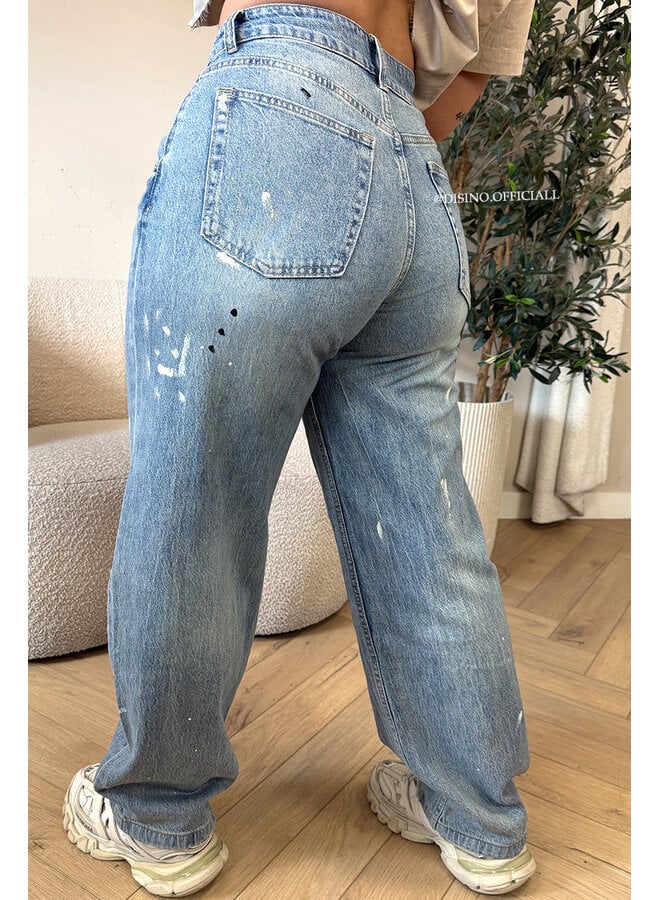 BLUE - 'LOUA JEANS' - STRETCH GRAFFITI BARREL JEANS