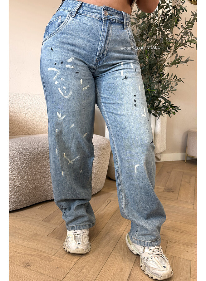 BLUE - 'LOUA JEANS' - STRETCH GRAFFITI BARREL JEANS