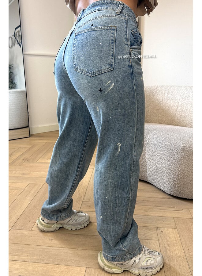 BLUE - 'LOUA JEANS' - STRETCH GRAFFITI BARREL JEANS