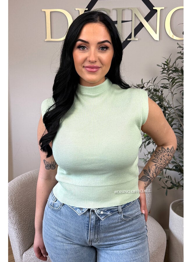 MINT GREEN - 'CLEO' - BOYFRIEND PUFF SHOULDER TOP