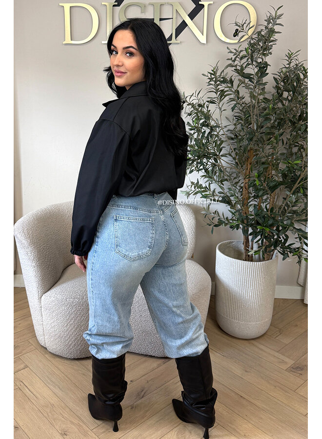 BLACK - 'JULIE JACKET' - CROPPED TRENCH JACKET