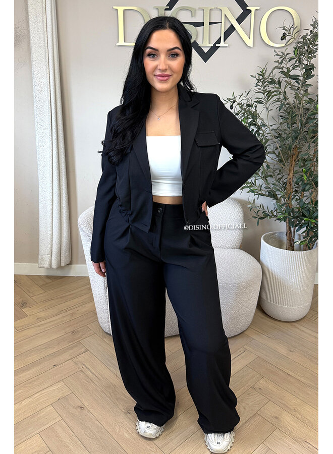 BLACK - 'EMILIA SET' - CARGO JACKET + PANTALON TWO PIECE SET