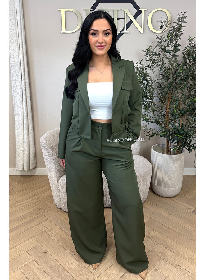 ARMY GREEN - 'EMILIA SET' - CARGO JACKET + PANTALON TWO PIECE SET