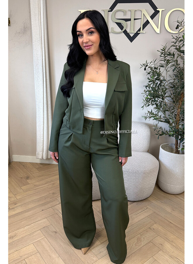 ARMY GREEN - 'EMILIA SET' - CARGO JACKET + PANTALON TWO PIECE SET