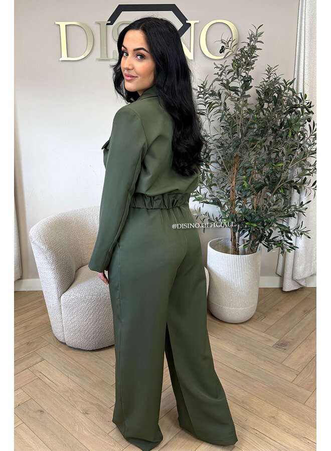ARMY GREEN - 'EMILIA SET' - CARGO JACKET + PANTALON TWO PIECE SET