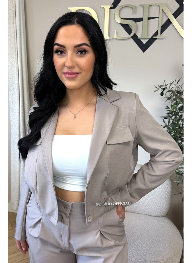 TAUPE - 'EMILIA SET' - CARGO JACKET + PANTALON TWO PIECE SET