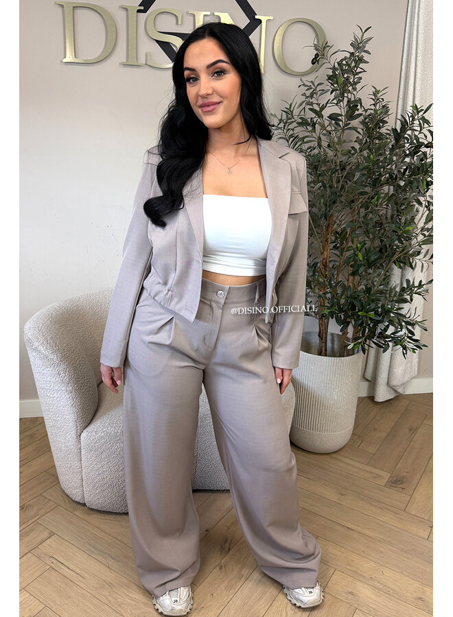 TAUPE - 'EMILIA SET' - CARGO JACKET + PANTALON TWO PIECE SET