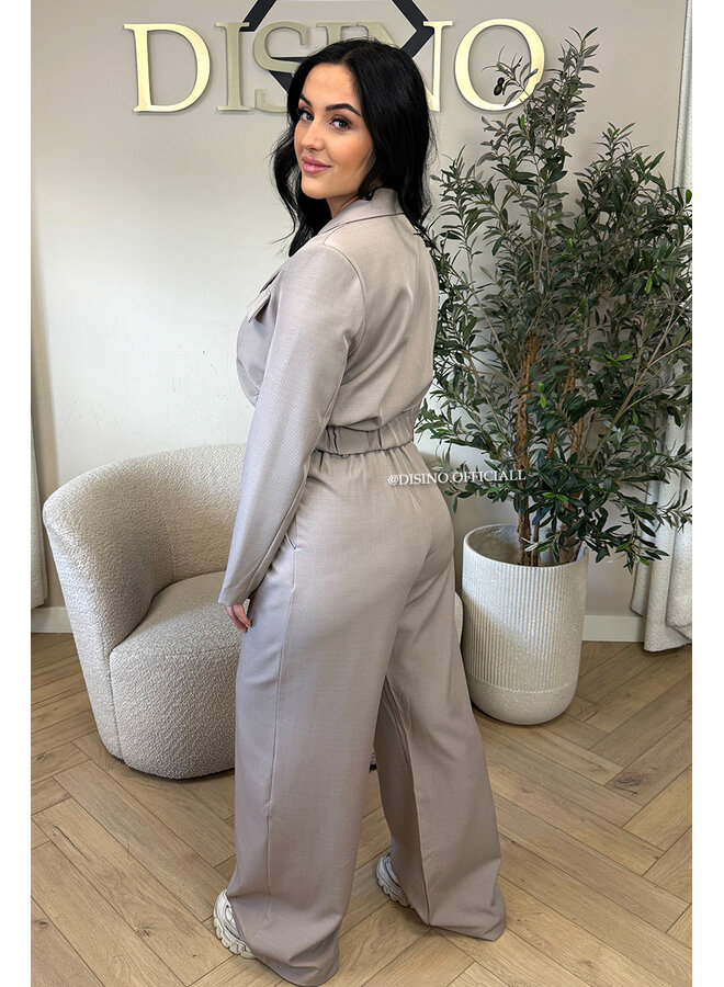 TAUPE - 'EMILIA SET' - CARGO JACKET + PANTALON TWO PIECE SET