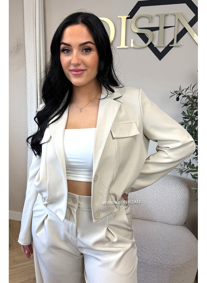 BEIGE - 'EMILIA SET' - CARGO JACKET + PANTALON TWO PIECE SET