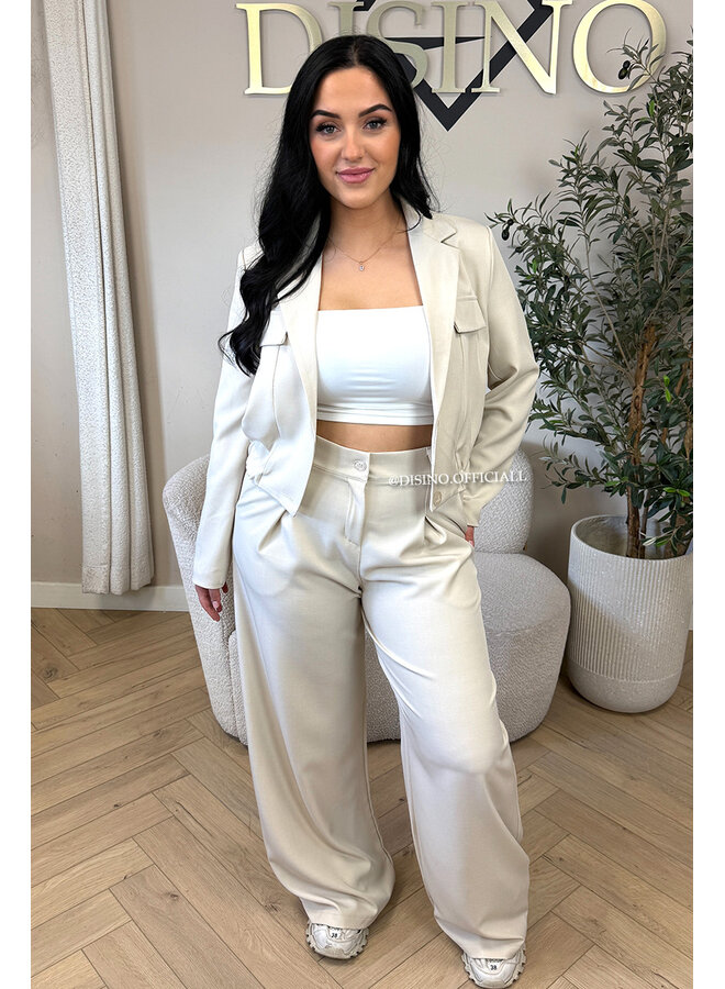 BEIGE - 'EMILIA SET' - CARGO JACKET + PANTALON TWO PIECE SET