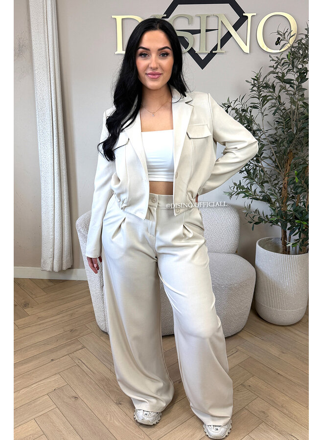 BEIGE - 'EMILIA SET' - CARGO JACKET + PANTALON TWO PIECE SET