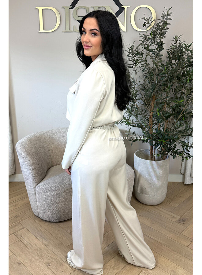 BEIGE - 'EMILIA SET' - CARGO JACKET + PANTALON TWO PIECE SET