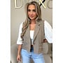 TAUPE - 'QUINN SHORT SLEEVE' - BRODERIE PUFF SLEEVE BLAZER