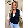 NAVY BLUE - 'QUINN SHORT SLEEVE' - BRODERIE PUFF SLEEVE BLAZER