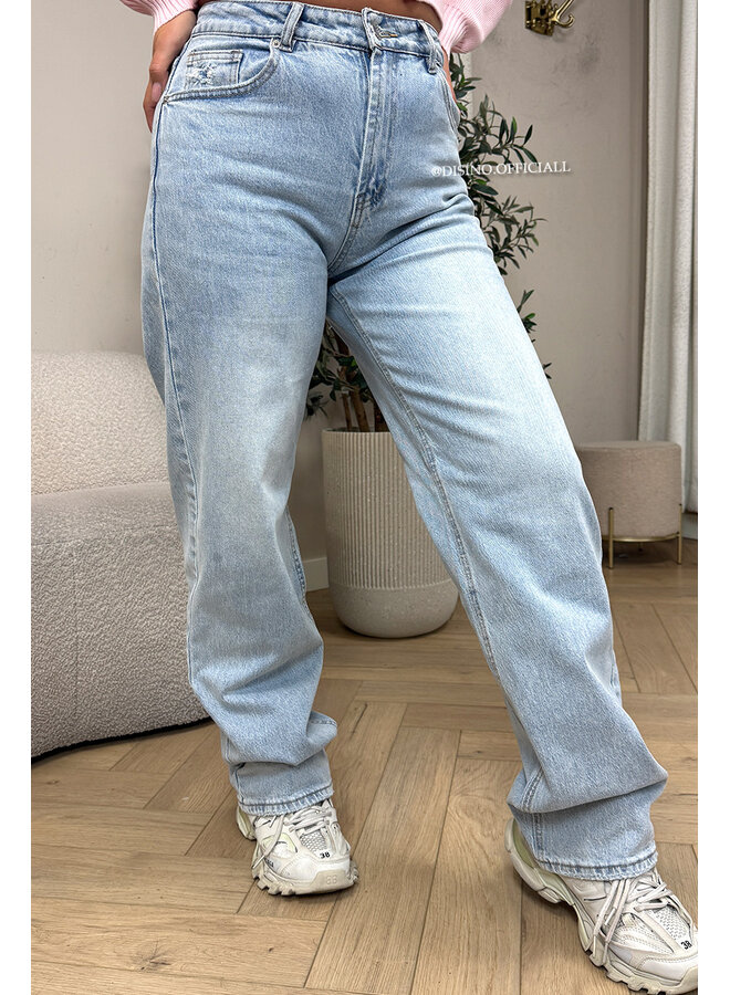 PINK - 'SYDNEY RHINESTONE' - STRETCH VIRAL RIPPED BACK STRAIGHT LEG JEANS