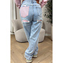 PINK - 'SYDNEY RHINESTONE' - STRETCH VIRAL RIPPED BACK STRAIGHT LEG JEANS