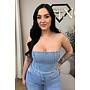 BLUE - 'DIAMONDS ALL OVER CORSET' - EXCLUSIVE STRETCH DENIM CORSET