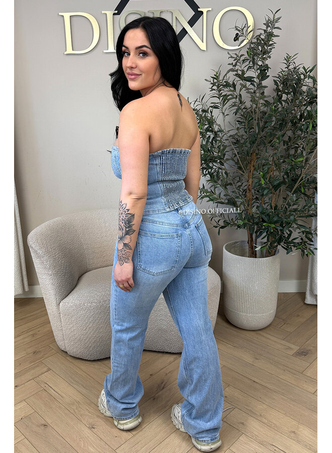 BLUE - 'DIAMONDS ALL OVER CORSET' - EXCLUSIVE STRETCH DENIM CORSET