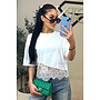 WHITE - 'ELODIE TEE' - ASSYMETRIC CROPPED LACE TEE