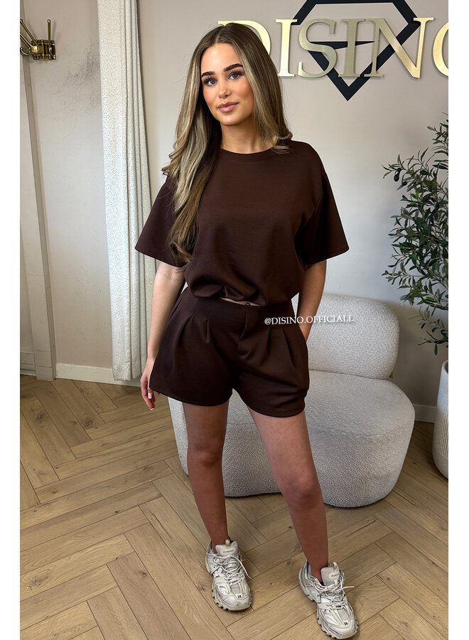 CHOCO - 'MILA SHORT SET' - OVERSIZED TOP + PANTS TWO PIECE SET