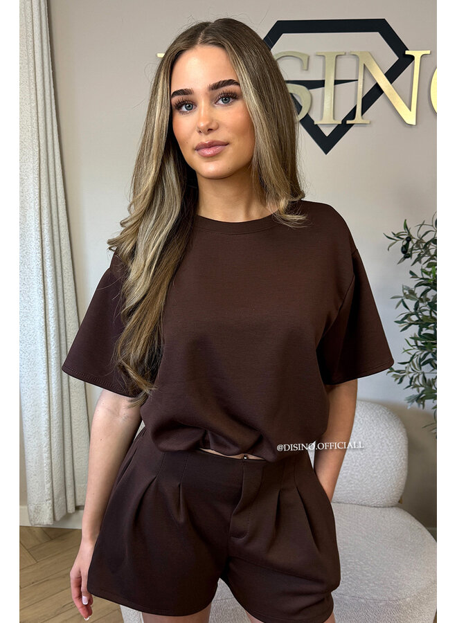 CHOCO - 'MILA SHORT SET' - OVERSIZED TOP + PANTS TWO PIECE SET