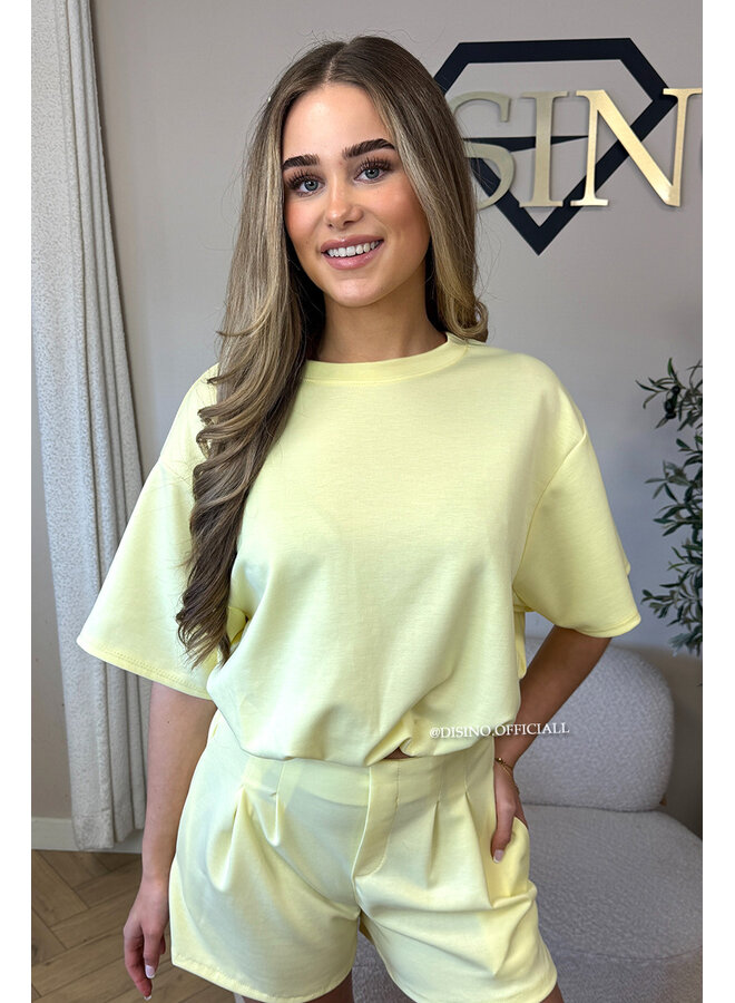 YELLOW - 'MILA SHORT SET' - OVERSIZED TOP + PANTS TWO PIECE SET