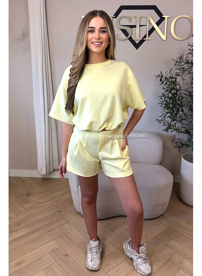 YELLOW - 'MILA SHORT SET' - OVERSIZED TOP + PANTS TWO PIECE SET