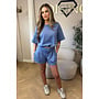 JEANS BLUE - 'MILA SHORT SET' - OVERSIZED TOP + PANTS TWO PIECE SET