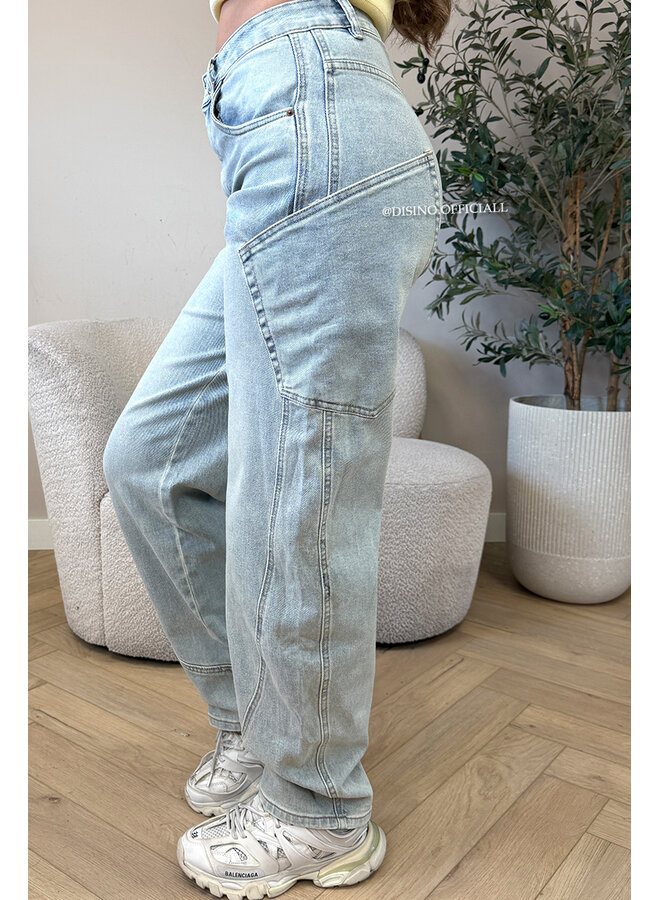 ViNTAGE BLUE - 'BALVIN JEANS' - SUPER STRETCH VIRAL BALLOON CARGO LEG JEANS
