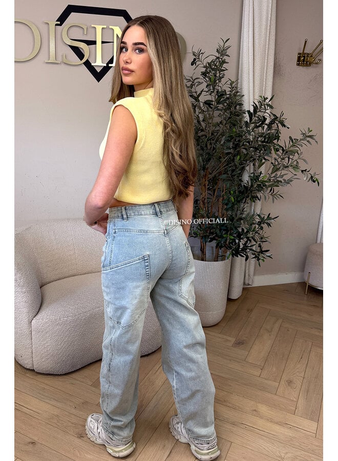 ViNTAGE BLUE - 'BALVIN JEANS' - SUPER STRETCH VIRAL BALLOON CARGO LEG JEANS