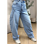 LIGHT BLUE - 'BALLOON CARGO JEANS' - STRETCH VIRAL BALLOON LEG JEANS