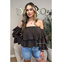 CHOCO - 'LAYLA V2 TOP' - MOUSSELINE COTTON RUFFLE OFF SHOULDER TOP