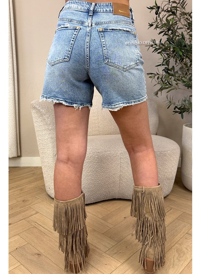 BLUE - 'AIMEE SHORTS' - PERFECT STRETCH DENIM SHORTS