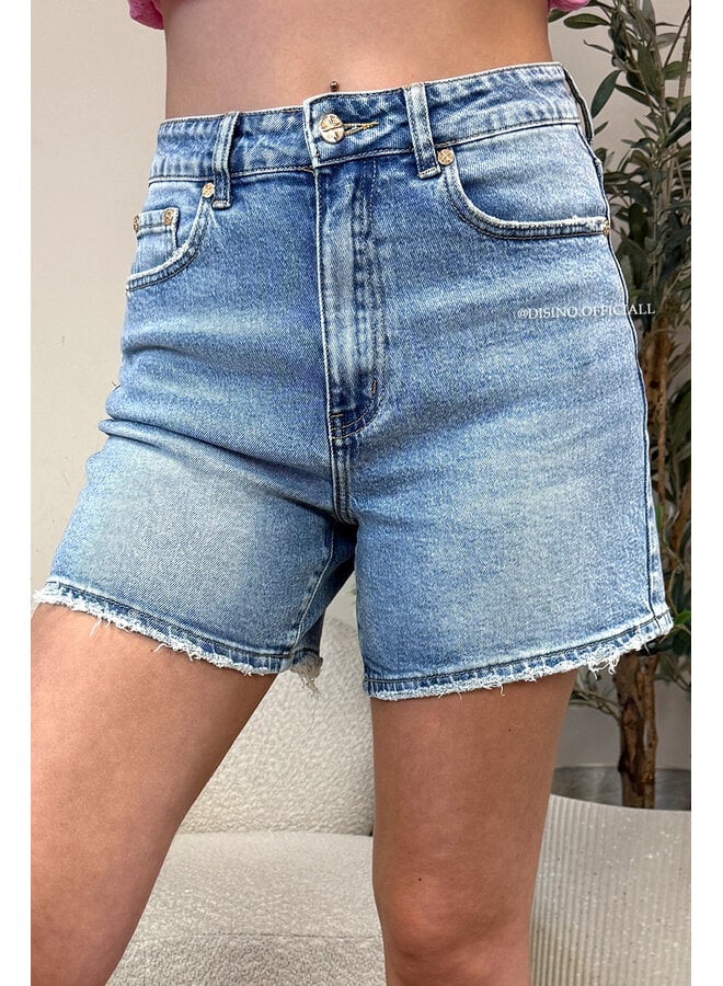 BLUE - 'AIMEE SHORTS' - PERFECT STRETCH DENIM SHORTS