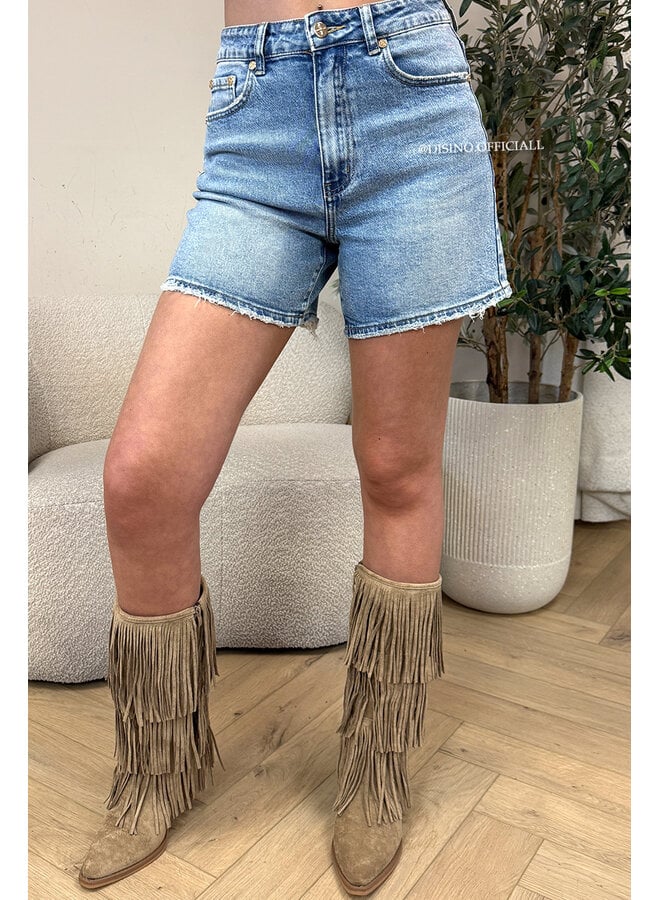 BLUE - 'AIMEE SHORTS' - PERFECT STRETCH DENIM SHORTS