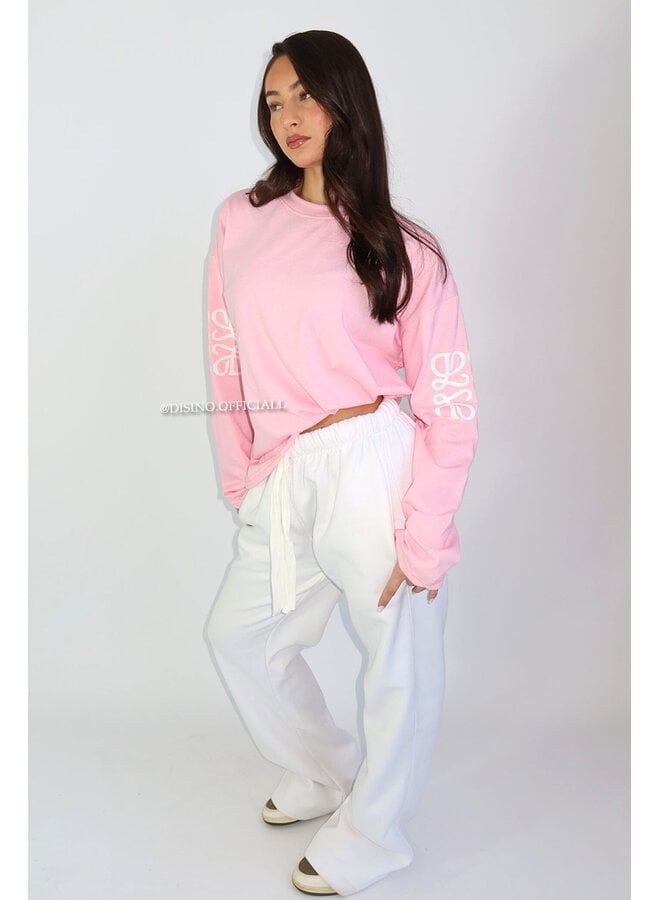 PINK - 'MONOGRAM LONGSLEEVE' - OVERSIZED PRIORITY LONGSLEEVE TEE