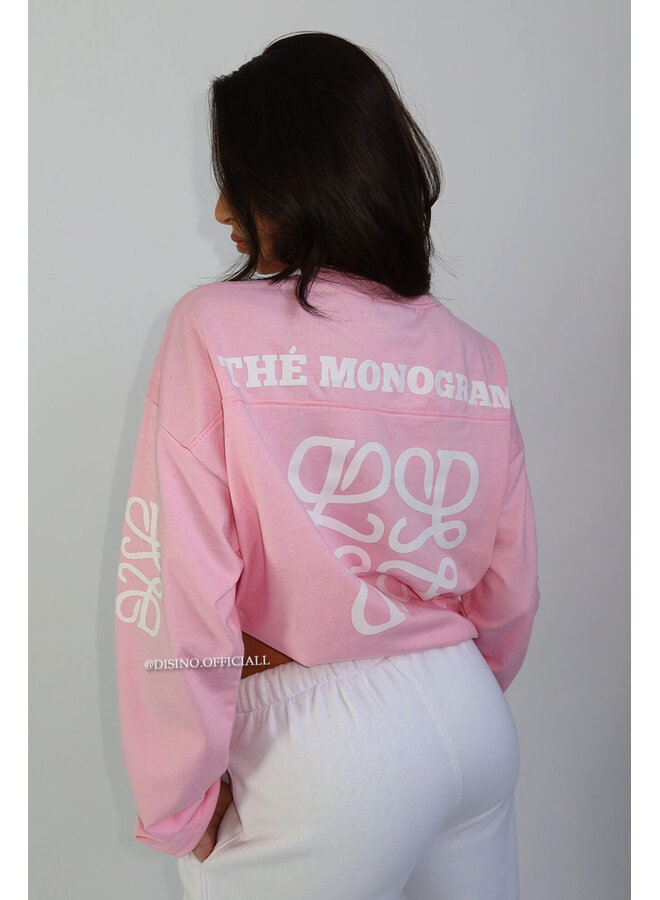 PINK - 'MONOGRAM LONGSLEEVE' - OVERSIZED PRIORITY LONGSLEEVE TEE